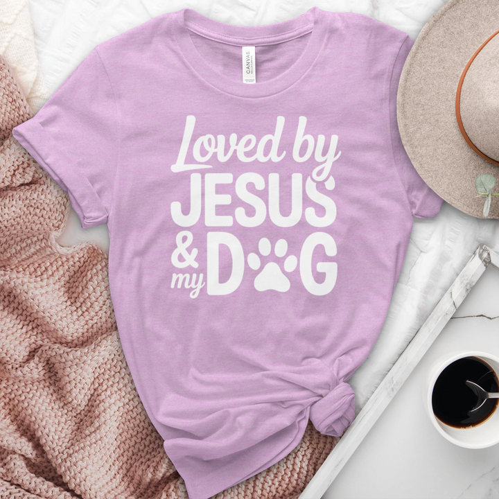 Loved By Jesus & My Dog Heathered Tee