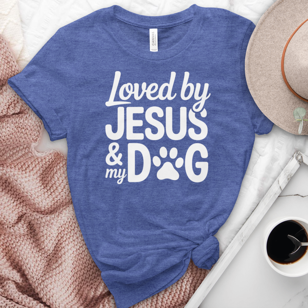 Loved By Jesus & My Dog Heathered Tee