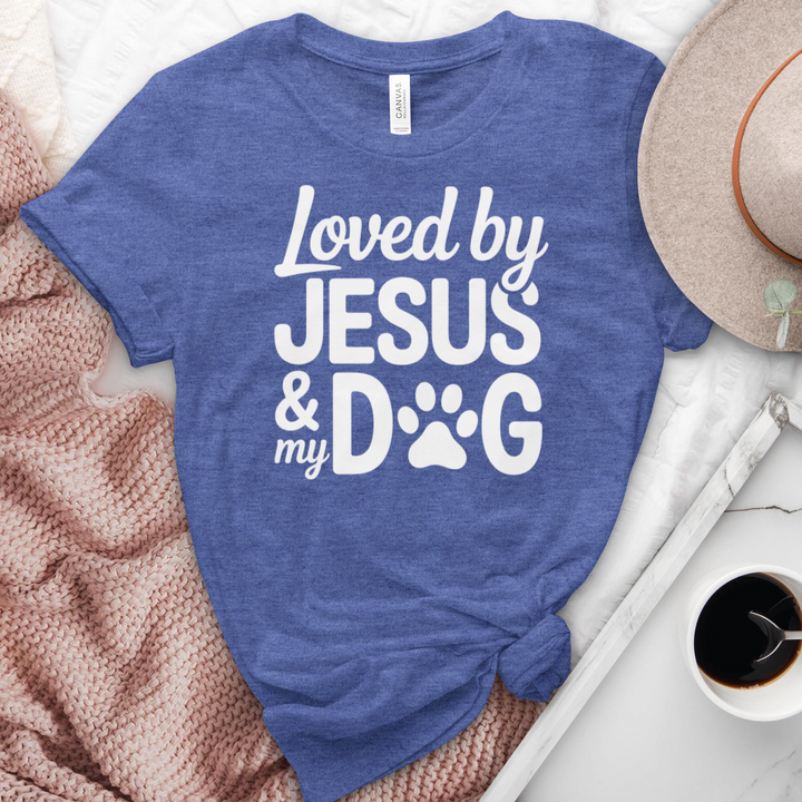 Loved By Jesus & My Dog Heathered Tee