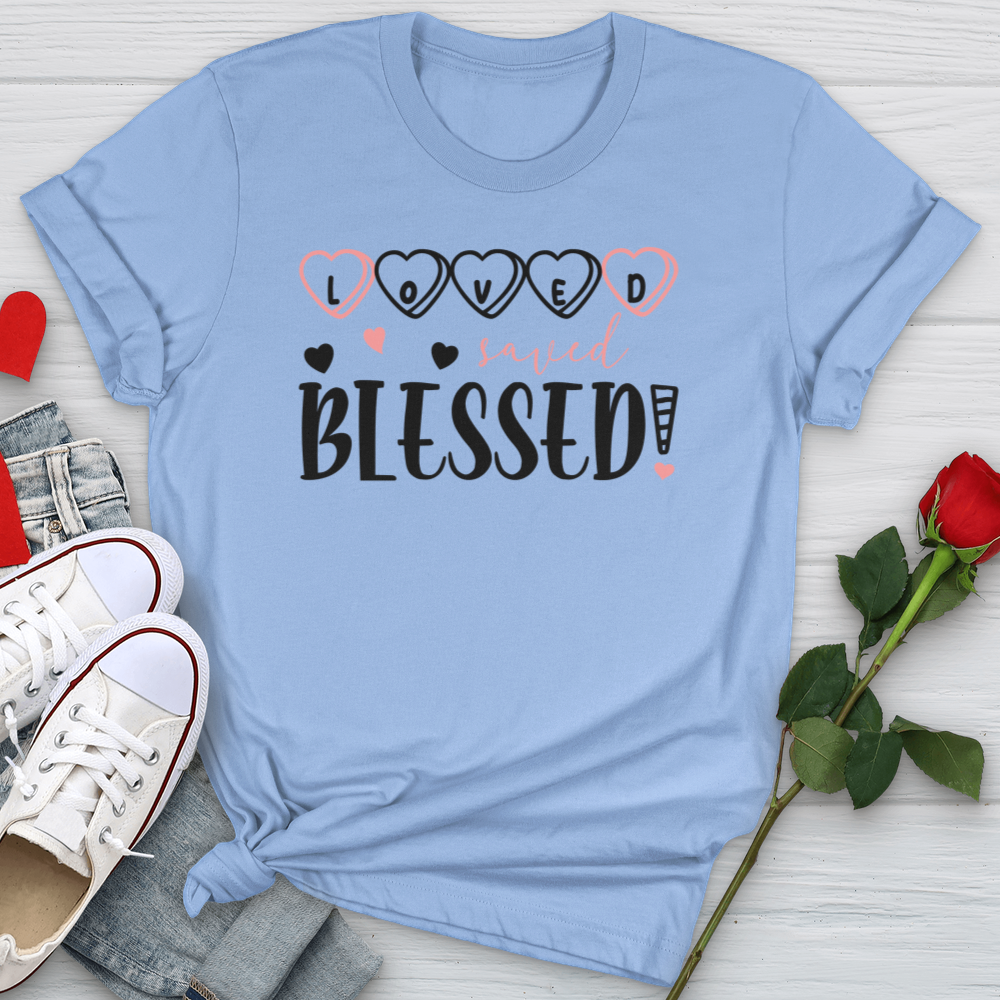 Loved Saved Blessed Candy Softstyle Tee