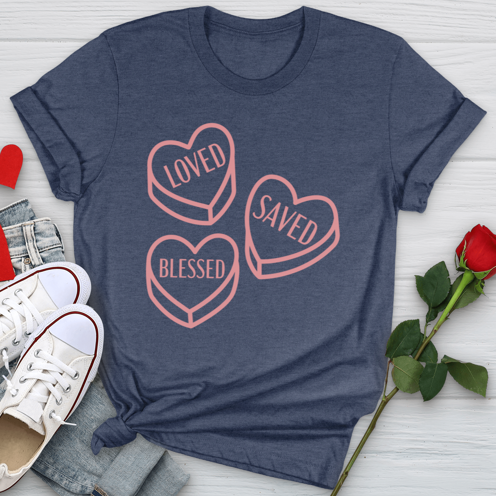 Loved Saved Blessed Candy Softstyle Tee