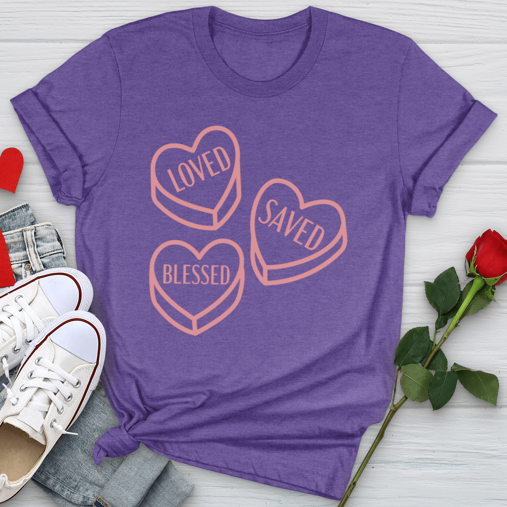 Loved Saved Blessed Candy Softstyle Tee