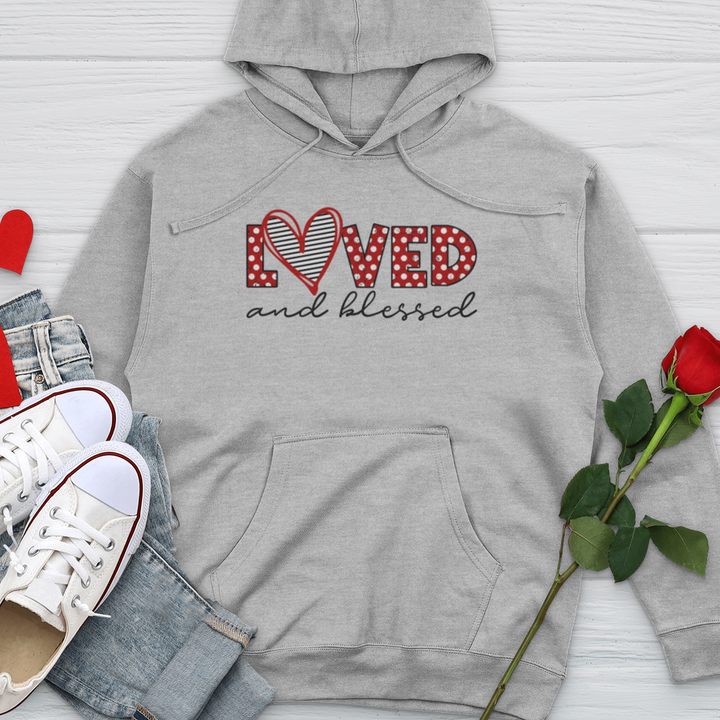 Loved and Blessed Letters Midweight Hooded Sweatshirt