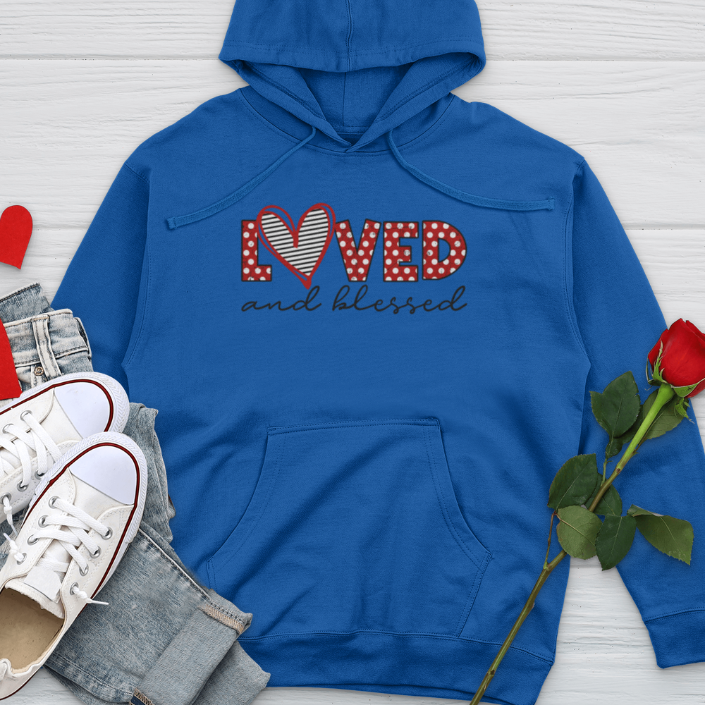 Loved and Blessed Letters Midweight Hooded Sweatshirt