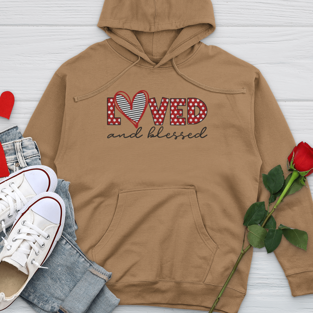 Loved and Blessed Letters Midweight Hooded Sweatshirt