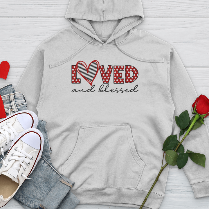 Loved and Blessed Letters Midweight Hooded Sweatshirt