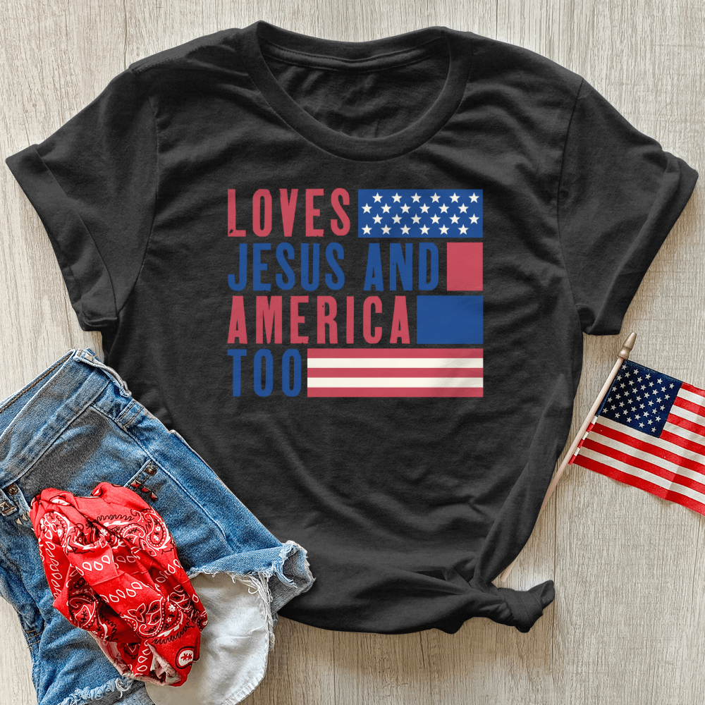 Loves Jesus & America Heathered Tee