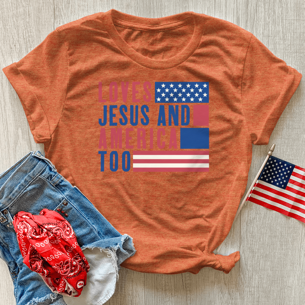 Loves Jesus & America Heathered Tee