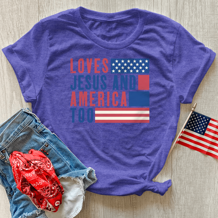 Loves Jesus & America Heathered Tee