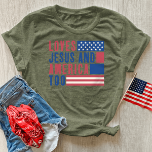 Loves Jesus & America Heathered Tee