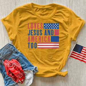 Loves Jesus & America Heathered Tee