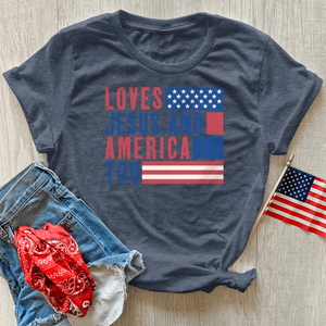 Loves Jesus & America Heathered Tee