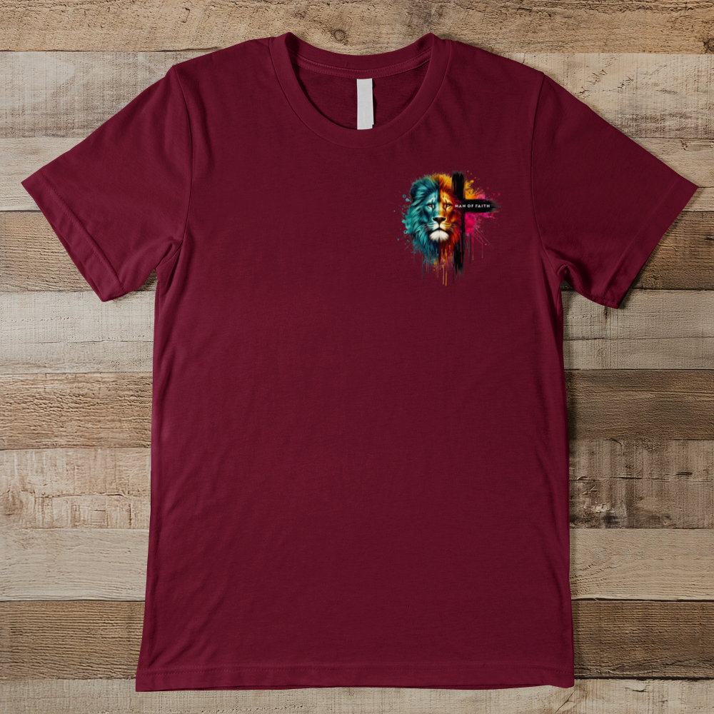 Man of Faith Cross - Faith Over Fee - Men Men's Tee
