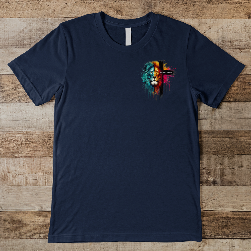 Man of Faith Cross - Faith Over Fee - Men Men's Tee