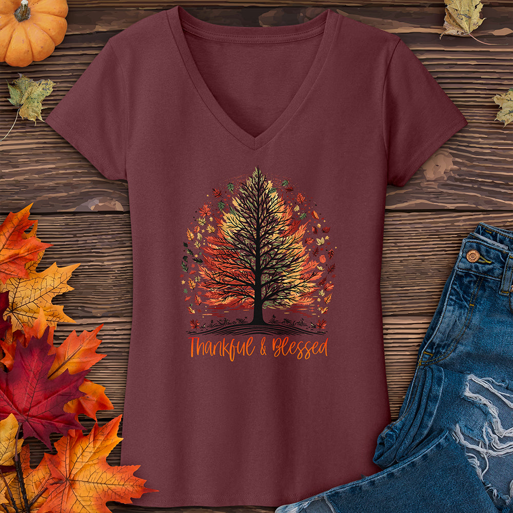 Thankful Blessed Woodland Journey V-Neck Tee