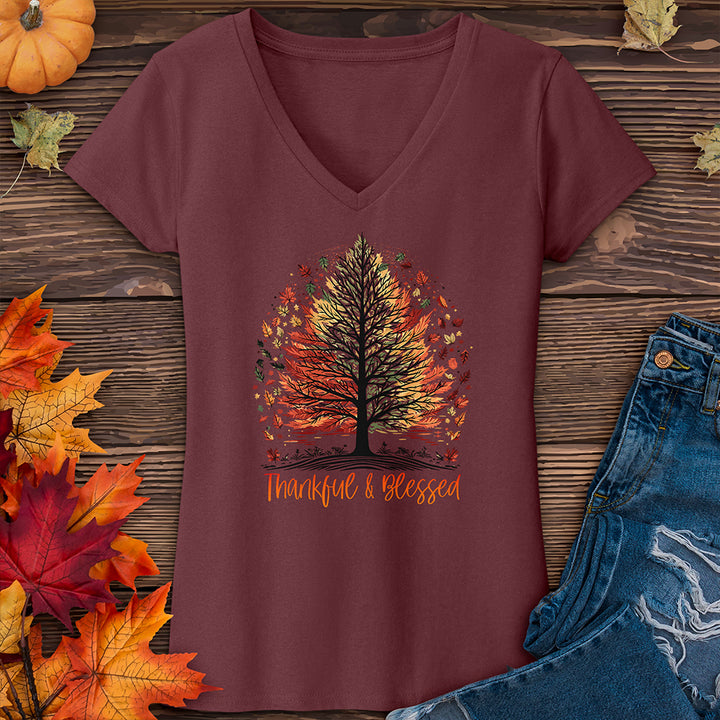 Thankful Blessed Woodland Journey V-Neck Tee