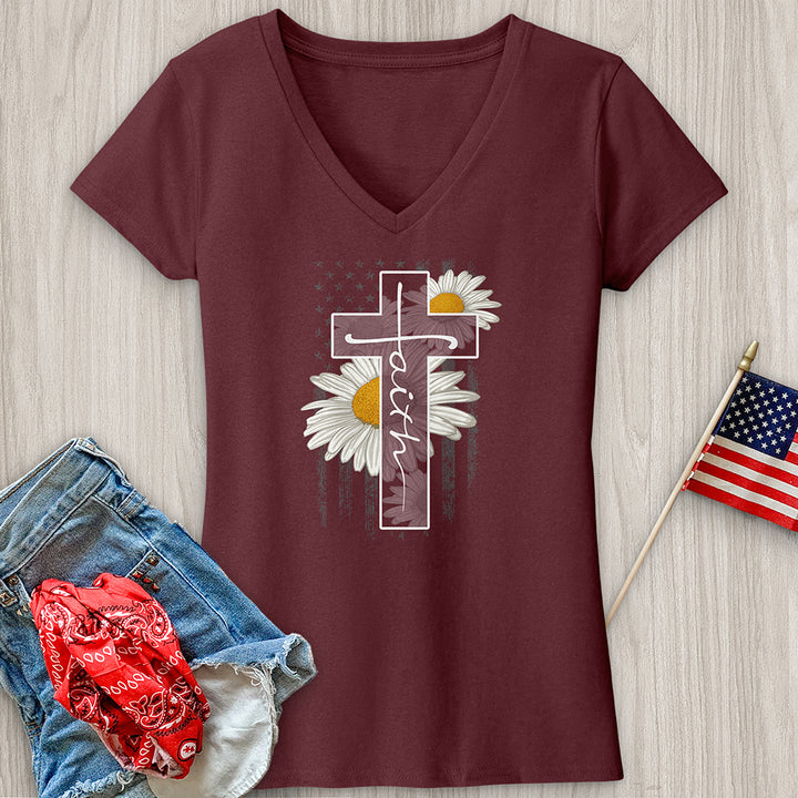 Faith Flag V-Neck Tee