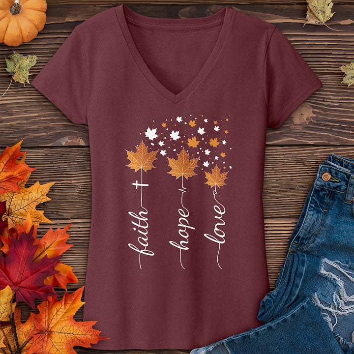 Faith Hope Love Autumn V-Neck Tee