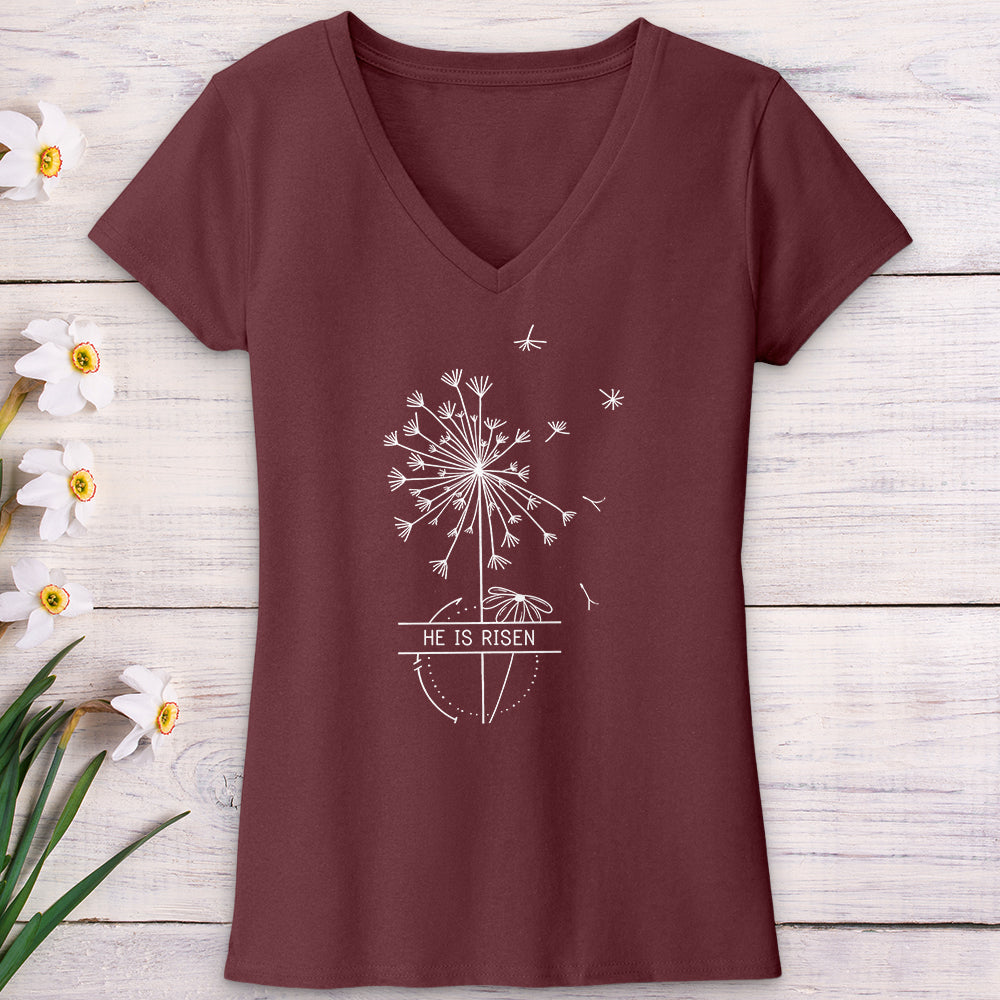 He Is Risen Dandelion V-Neck Tee