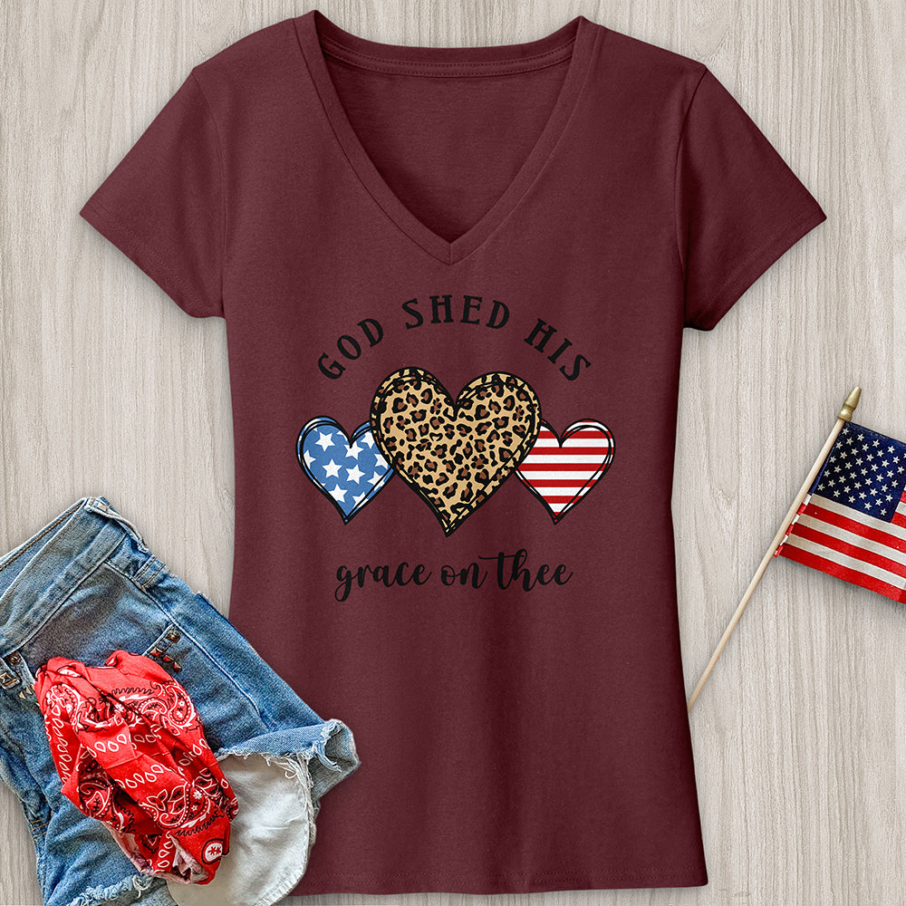 American Flag Heart V-Neck Tee