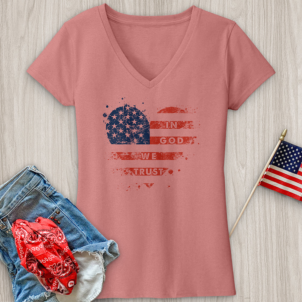 In God We Trust Heart V-Neck Tee