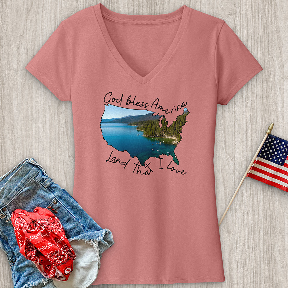 Lake With Boats On It V-Neck Tee