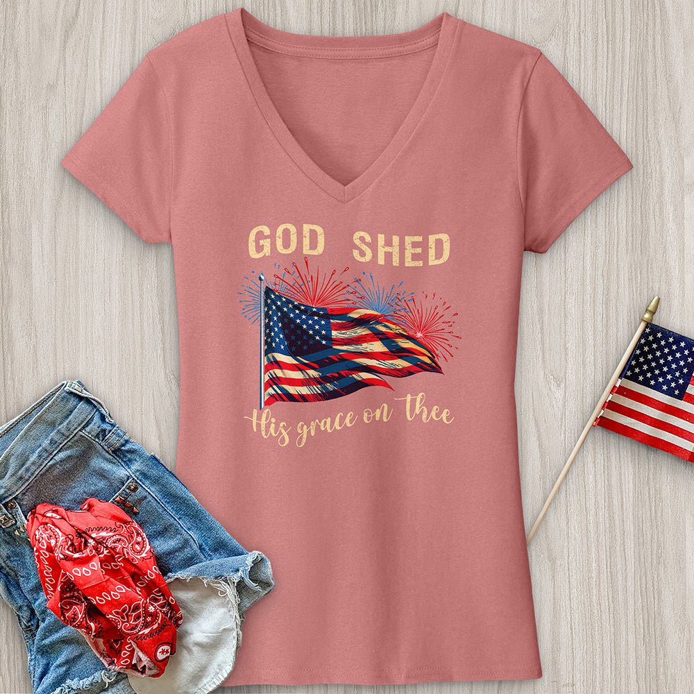 God Shed Firework Flag V-Neck Tee