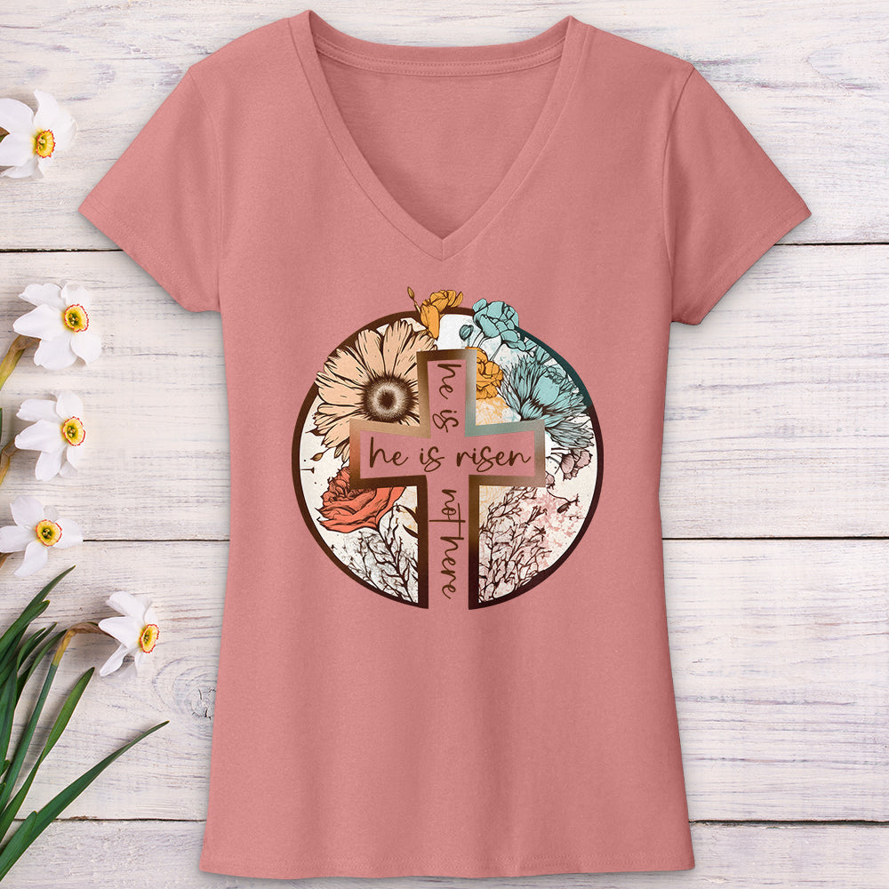 He Is Risen Cross V-Neck Tee