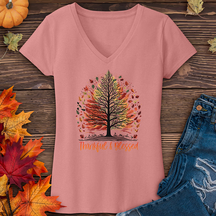 Thankful Blessed Woodland Journey V-Neck Tee