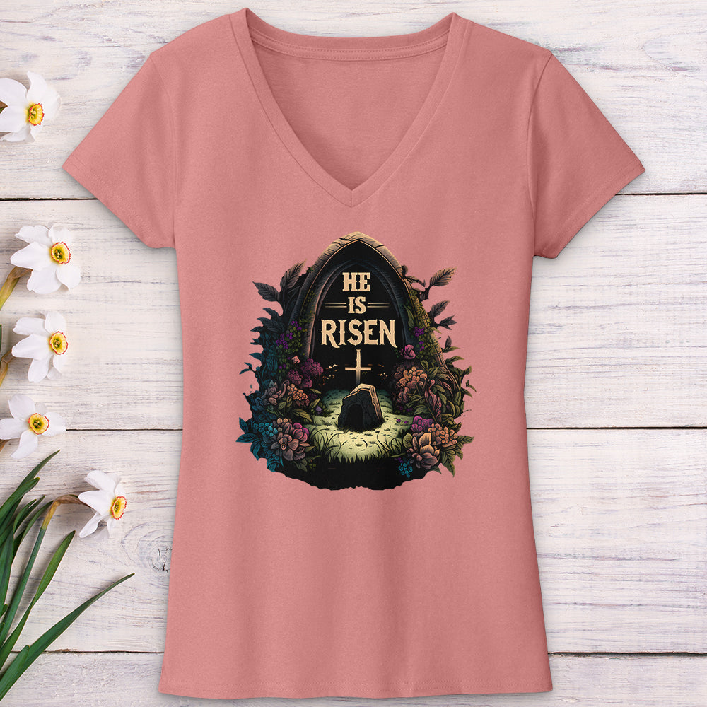 He Is Risen Grave V-Neck Tee