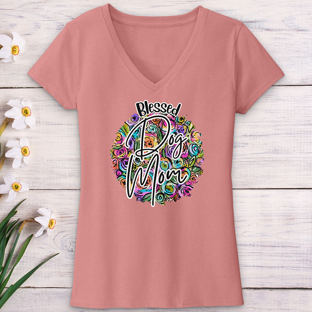 Blessed Dog Mom V-Neck Tee