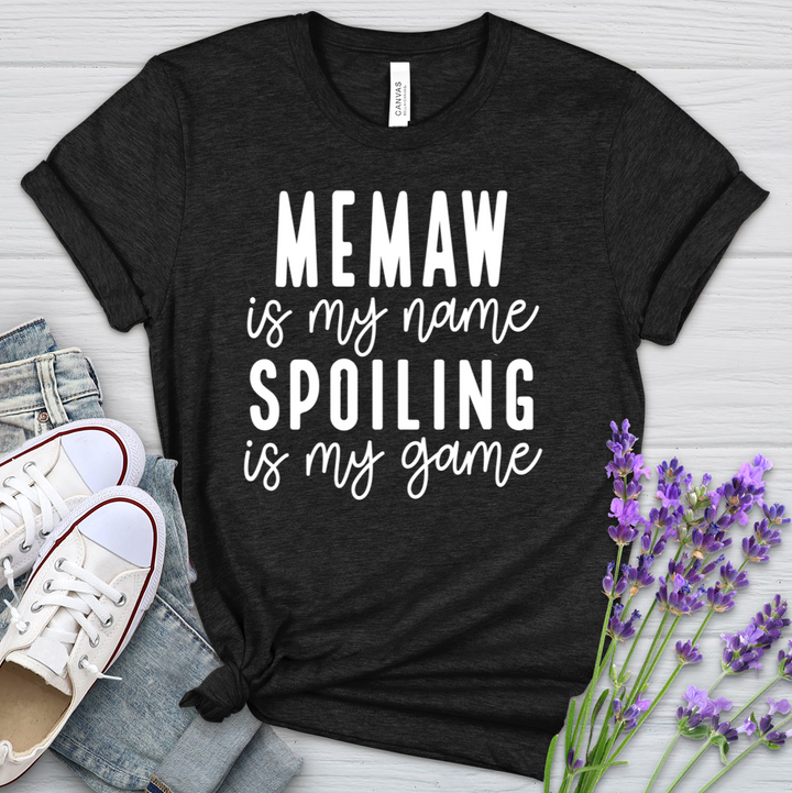 MeMaw Is My Name Spoiling Is My Game Heathered Tee