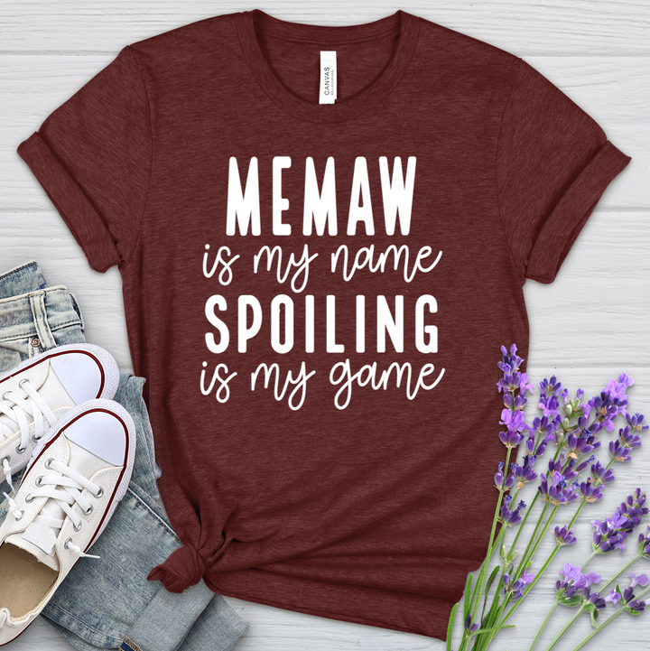 MeMaw Is My Name Spoiling Is My Game Heathered Tee