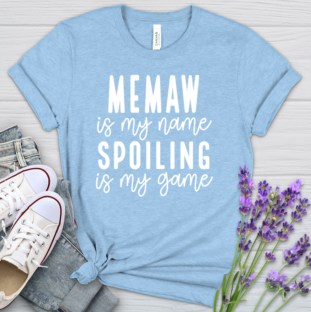 MeMaw Is My Name Spoiling Is My Game Heathered Tee