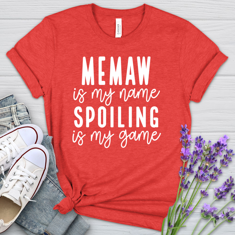 MeMaw Is My Name Spoiling Is My Game Heathered Tee