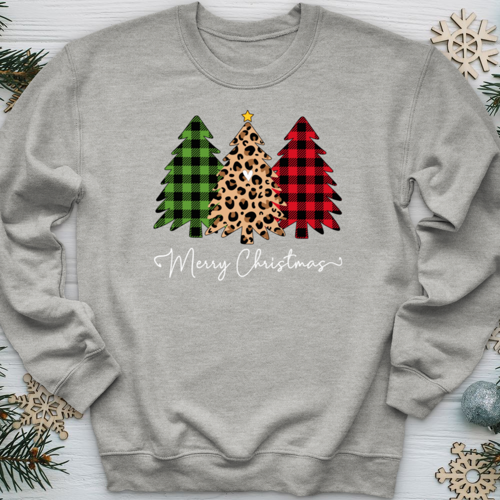 Merry & Blessed Plaid Tree 2 Crewneck