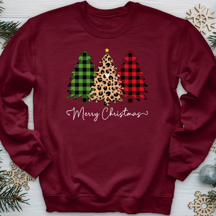 Merry & Blessed Plaid Tree 2 Crewneck