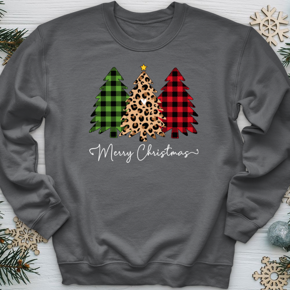 Merry & Blessed Plaid Tree 2 Crewneck