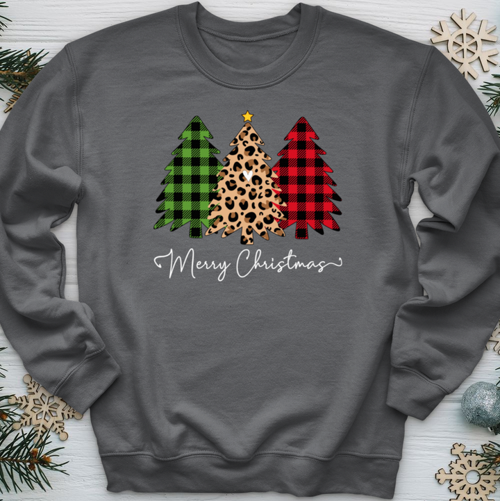 Merry & Blessed Plaid Tree 2 Crewneck