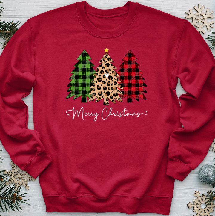 Merry & Blessed Plaid Tree 2 Crewneck