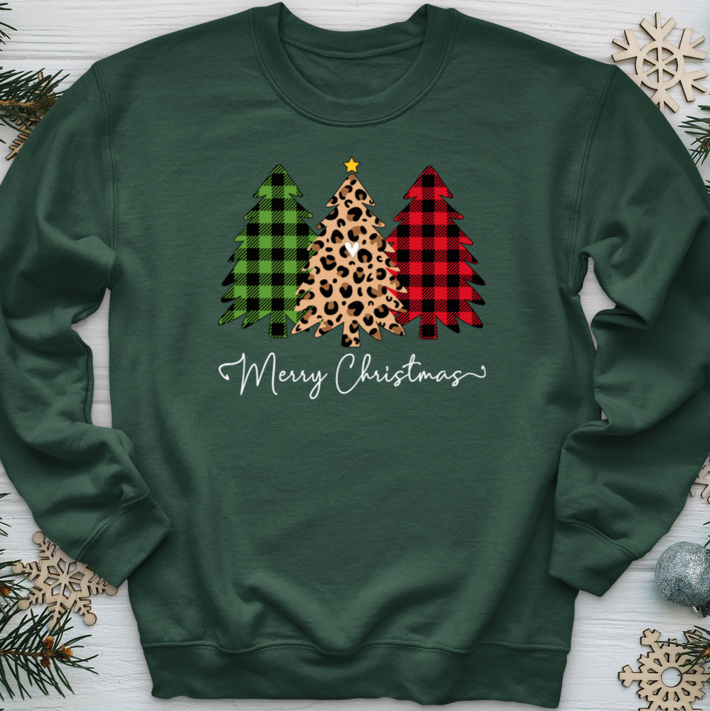 Merry & Blessed Plaid Tree 2 Crewneck