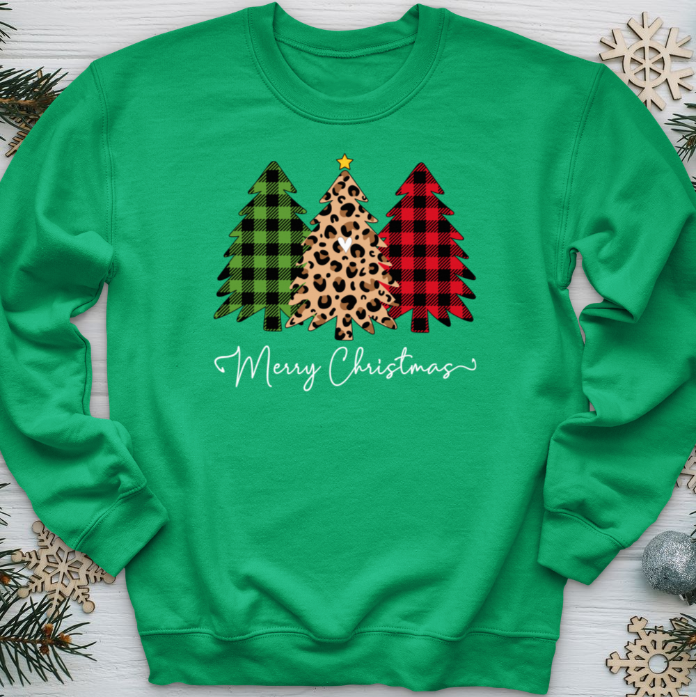 Merry & Blessed Plaid Tree 2 Crewneck