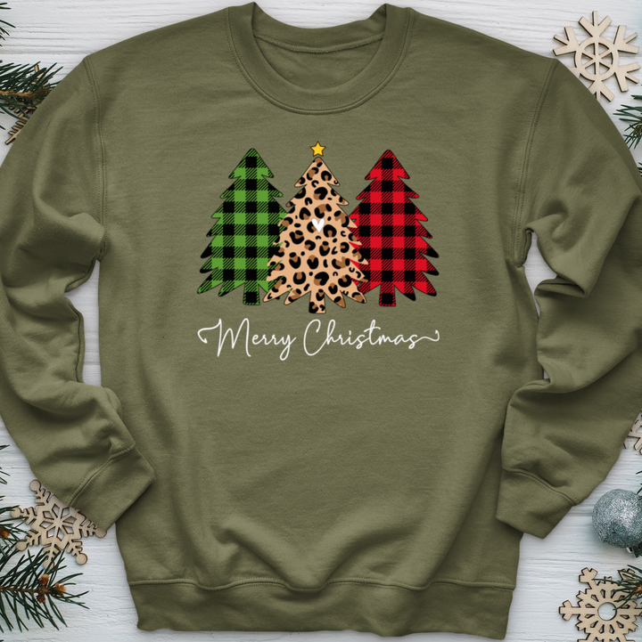 Merry & Blessed Plaid Tree 2 Crewneck