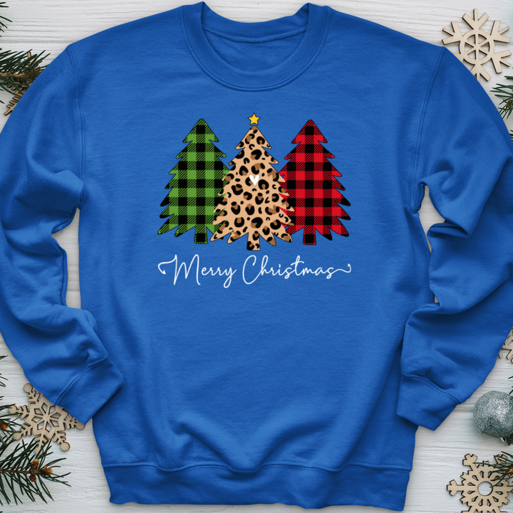 Merry & Blessed Plaid Tree 2 Crewneck