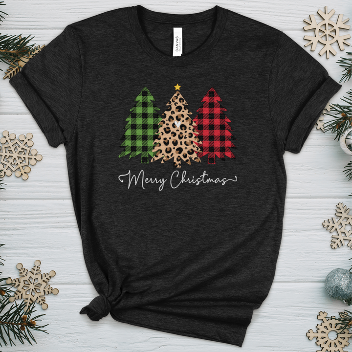 Merry & Blessed Plaid Tree 2 Heathered Tee