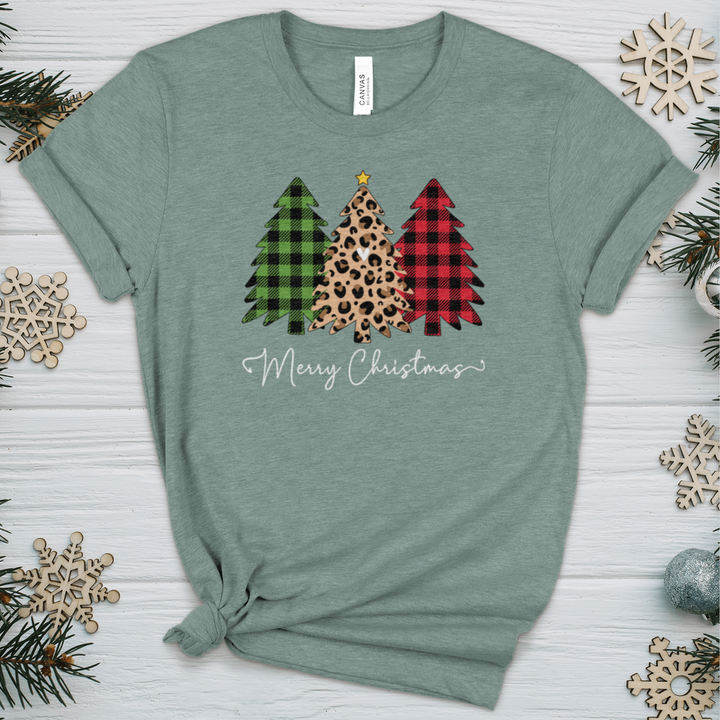 Merry & Blessed Plaid Tree 2 Heathered Tee