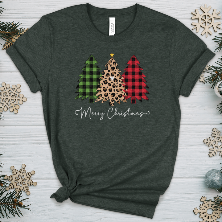 Merry & Blessed Plaid Tree 2 Heathered Tee