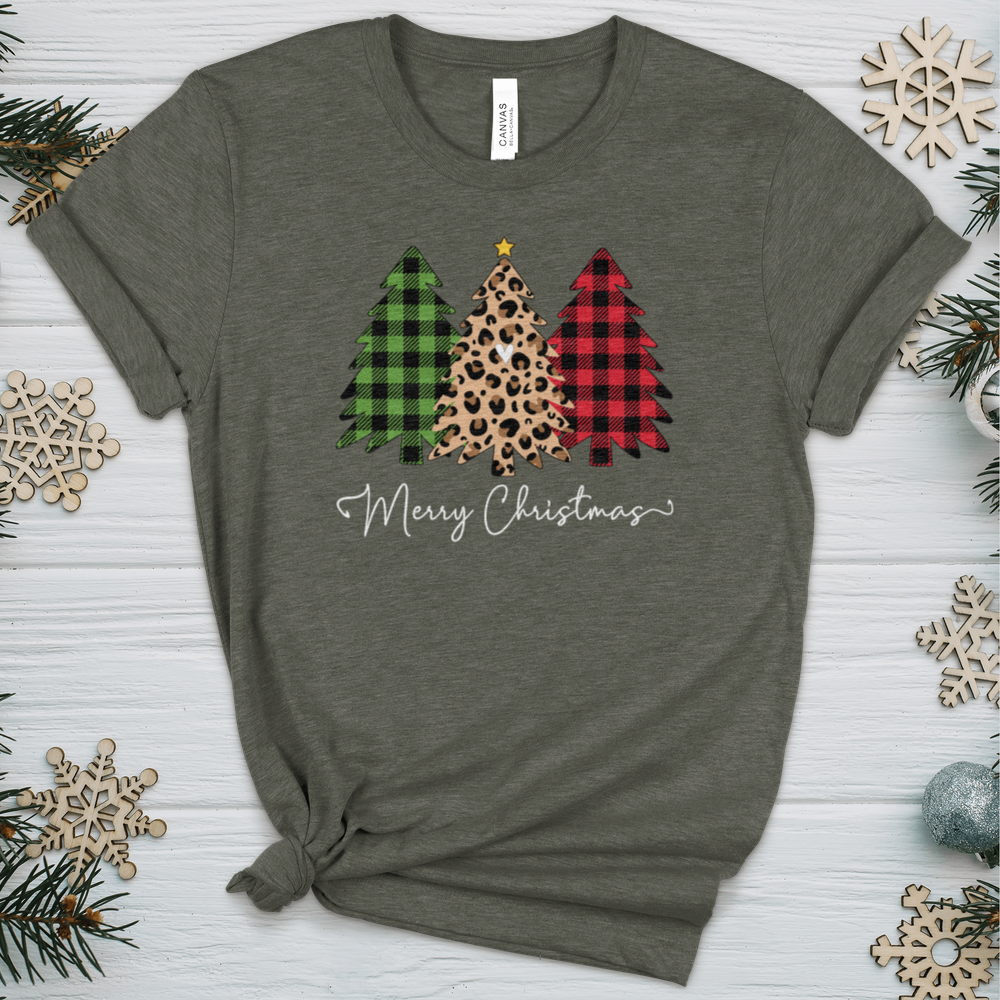 Merry & Blessed Plaid Tree 2 Heathered Tee