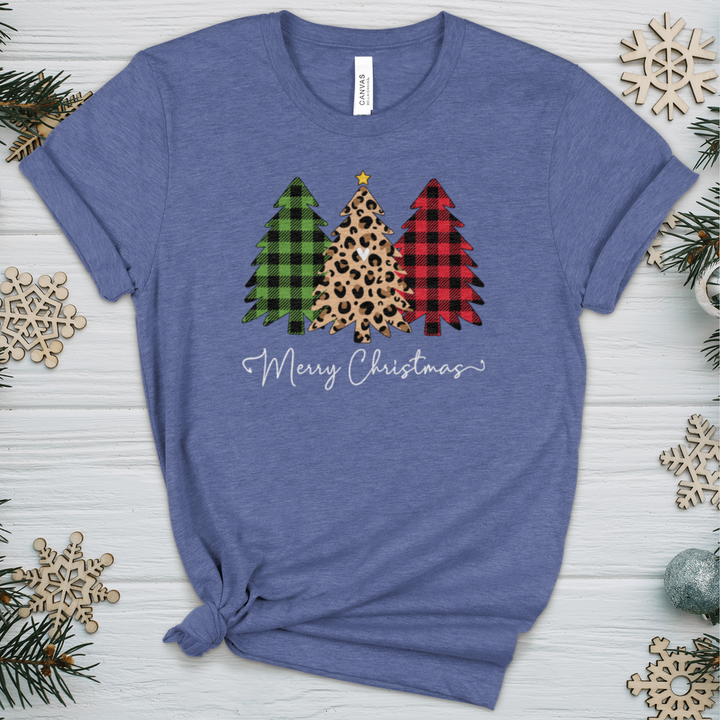 Merry & Blessed Plaid Tree 2 Heathered Tee