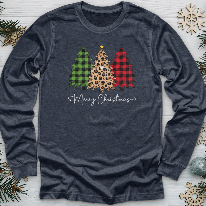 Merry & Blessed Plaid Tree 2 Long Sleeve Tee